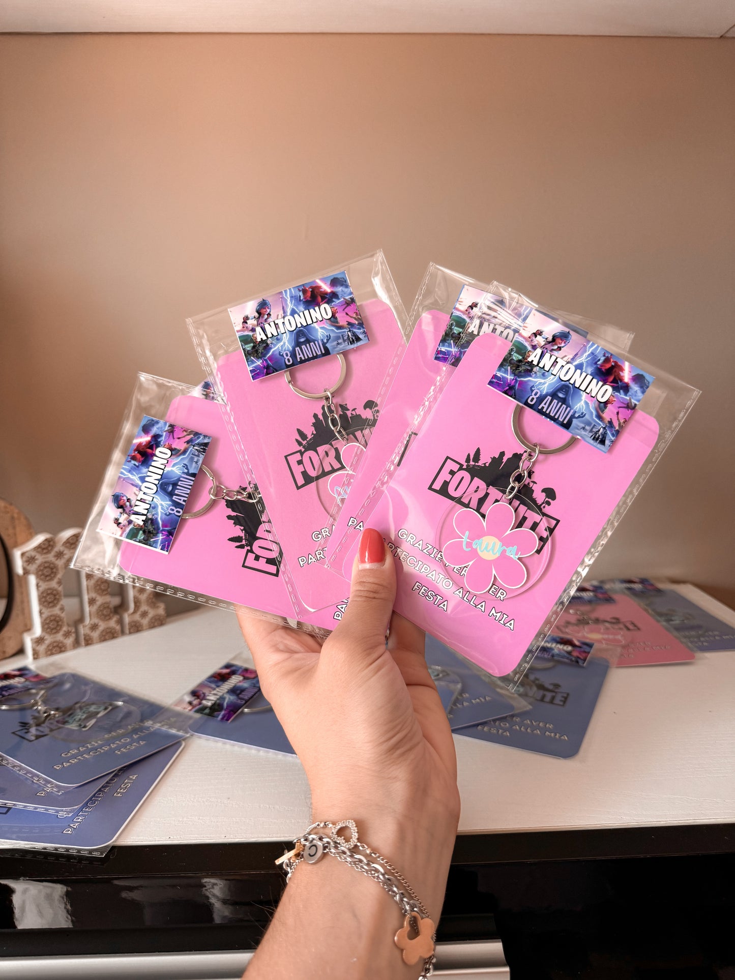 Portachiavi Fortnite con cartoncino personalizzato – Gadget festa