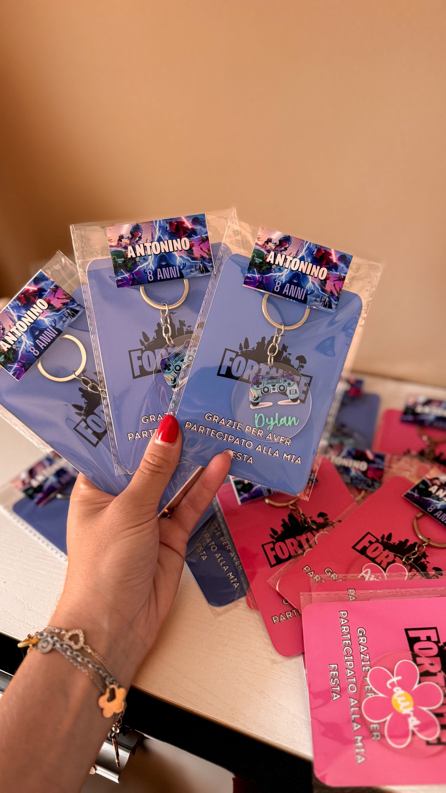 Portachiavi Fortnite con cartoncino personalizzato – Gadget festa