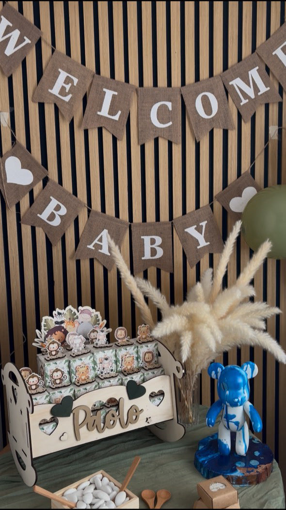 Culla Decorativa in Legno Personalizzata – Porta Pannolini/Bomboniere e Oggetti