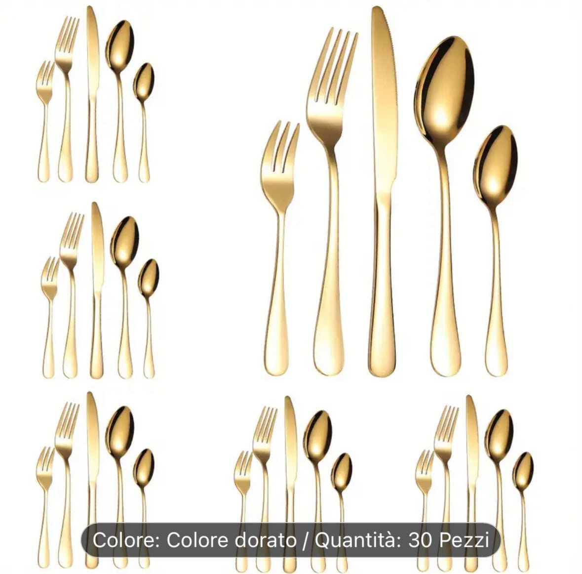 Posate Set 30 pezzi Oro - Ourlifeshop