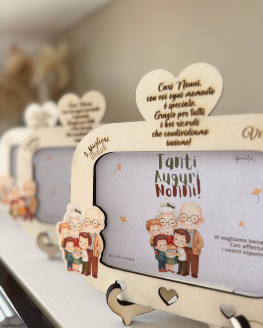 Cornice portafoto in legno personalizzabile – Idea regalo per i nonni