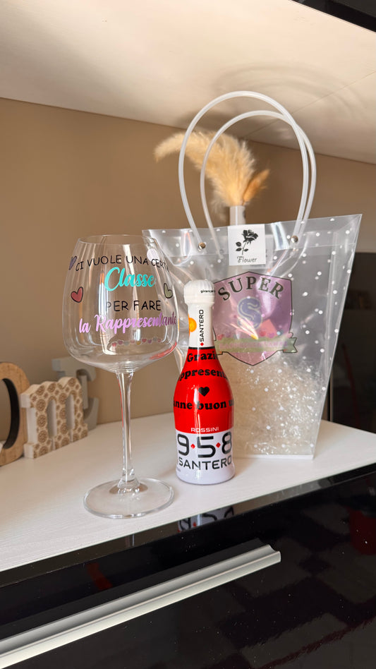 Set regalo rappresentante – Calice personalizzato + bottiglia