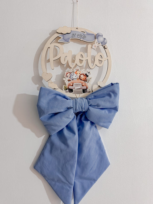 Fiocco nascita personalizzato “Paolo” – Collezione Safari