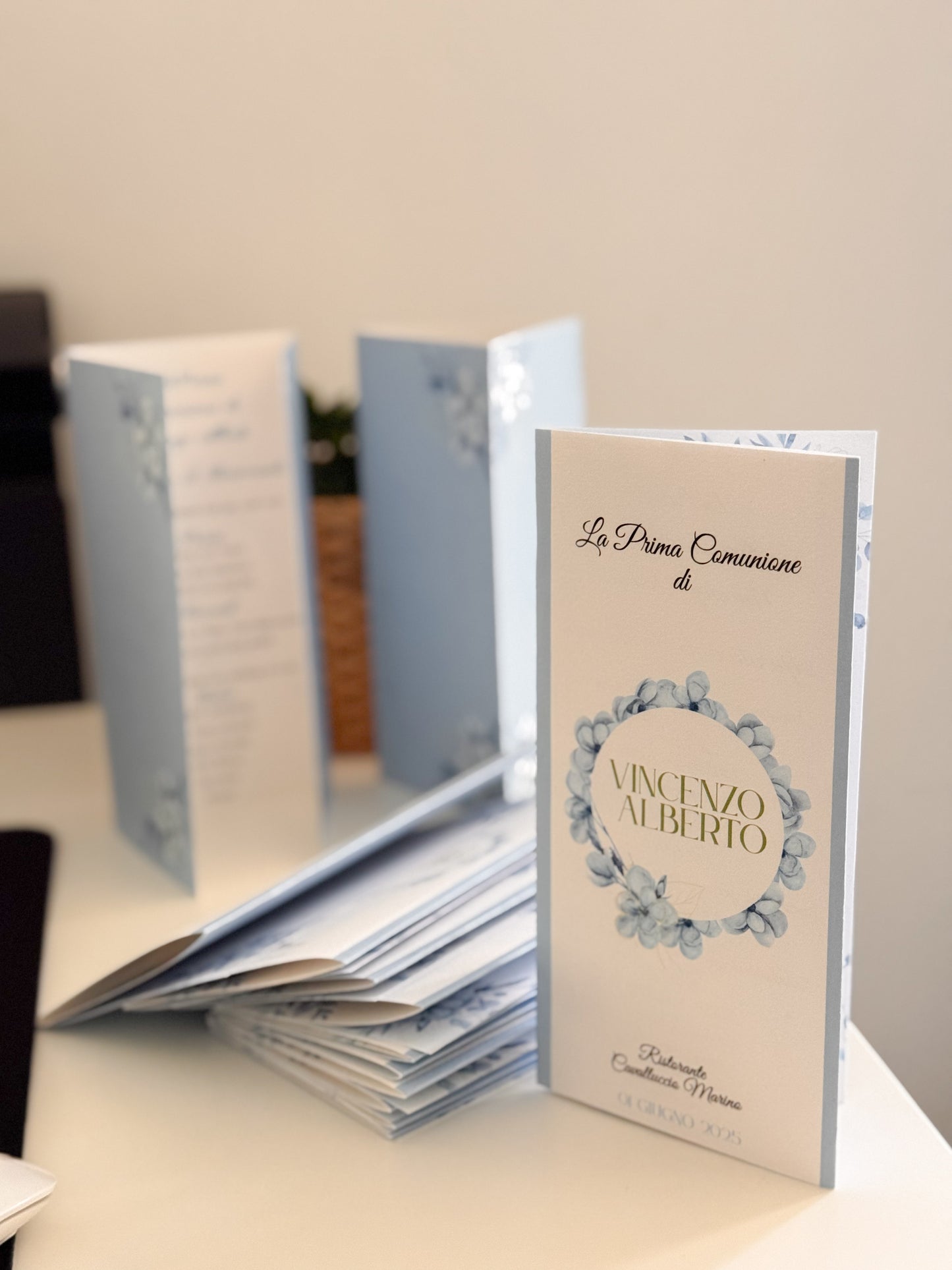 Menù Prima Comunione – Pieghevole floreale personalizzato