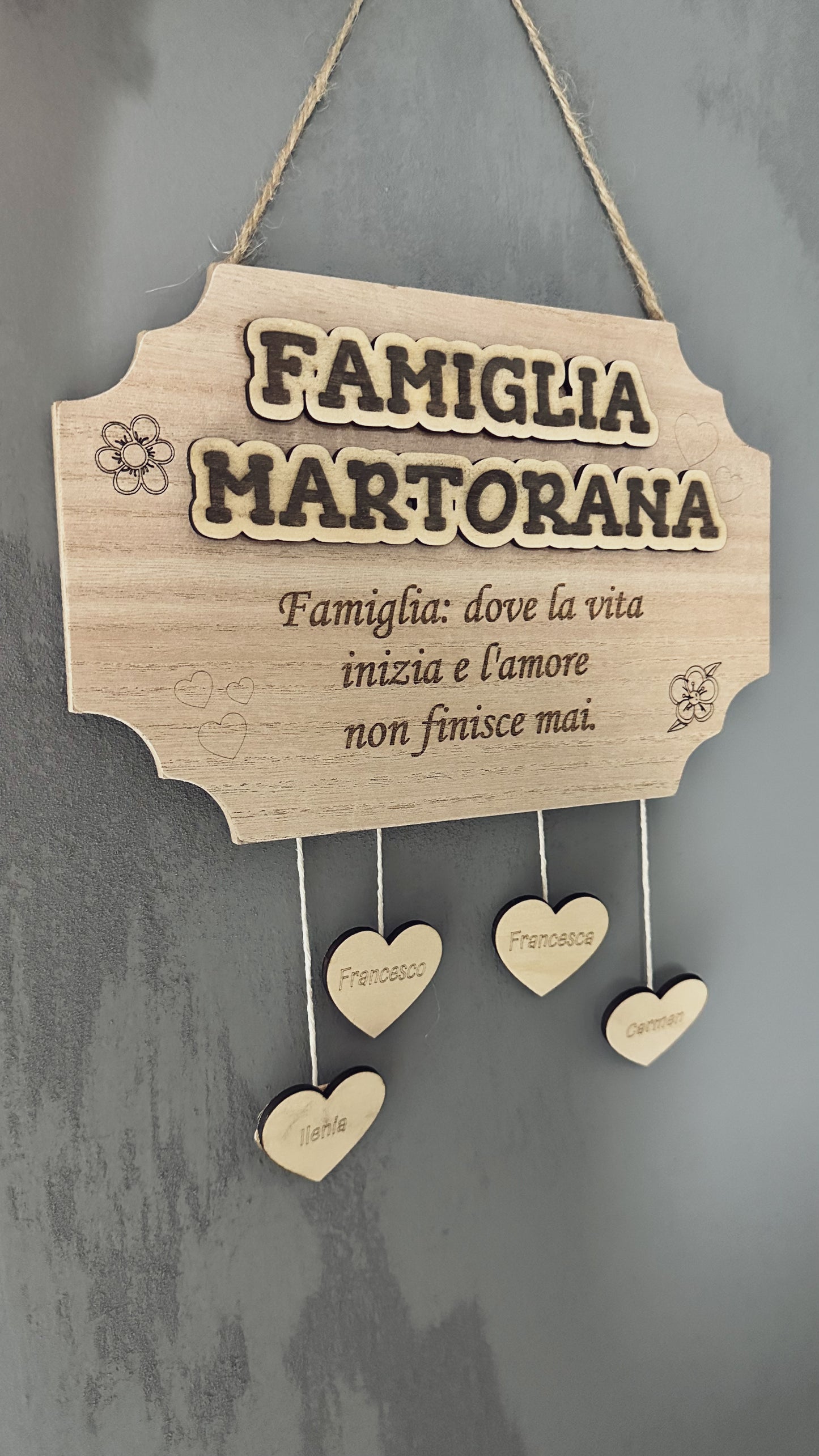 Targhetta "Famiglia" con pendenti