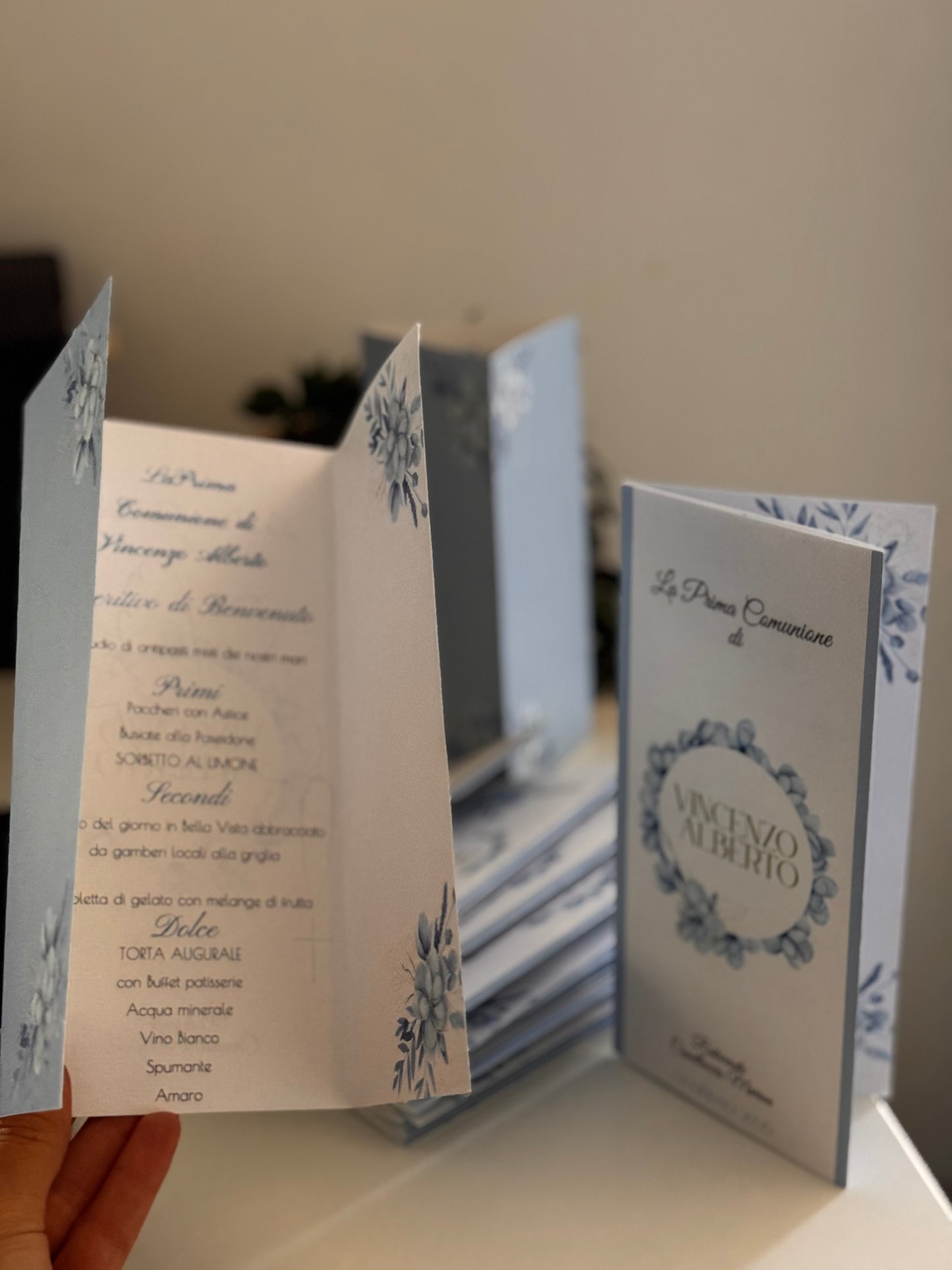 Menù Prima Comunione – Pieghevole floreale personalizzato