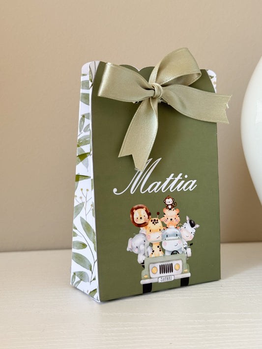 Scatolina Safari Verde con nome personalizzato