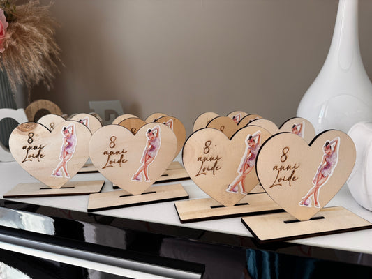 Decorazione cuore in legno – Ginnastica ritmica personalizzata
