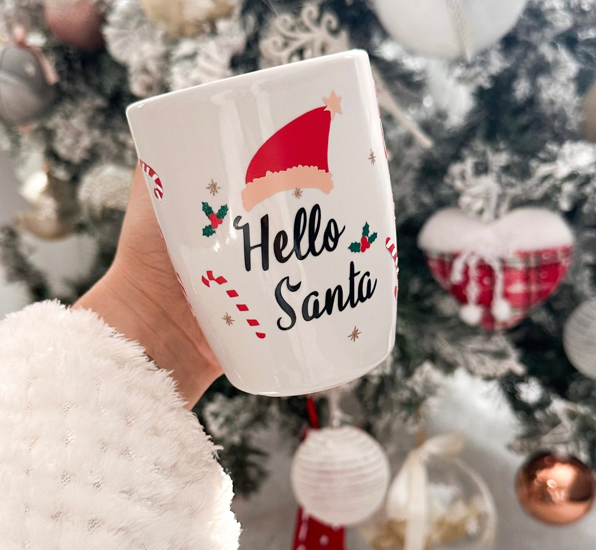 Tazza tonda Hello Santa - Ourlifeshop