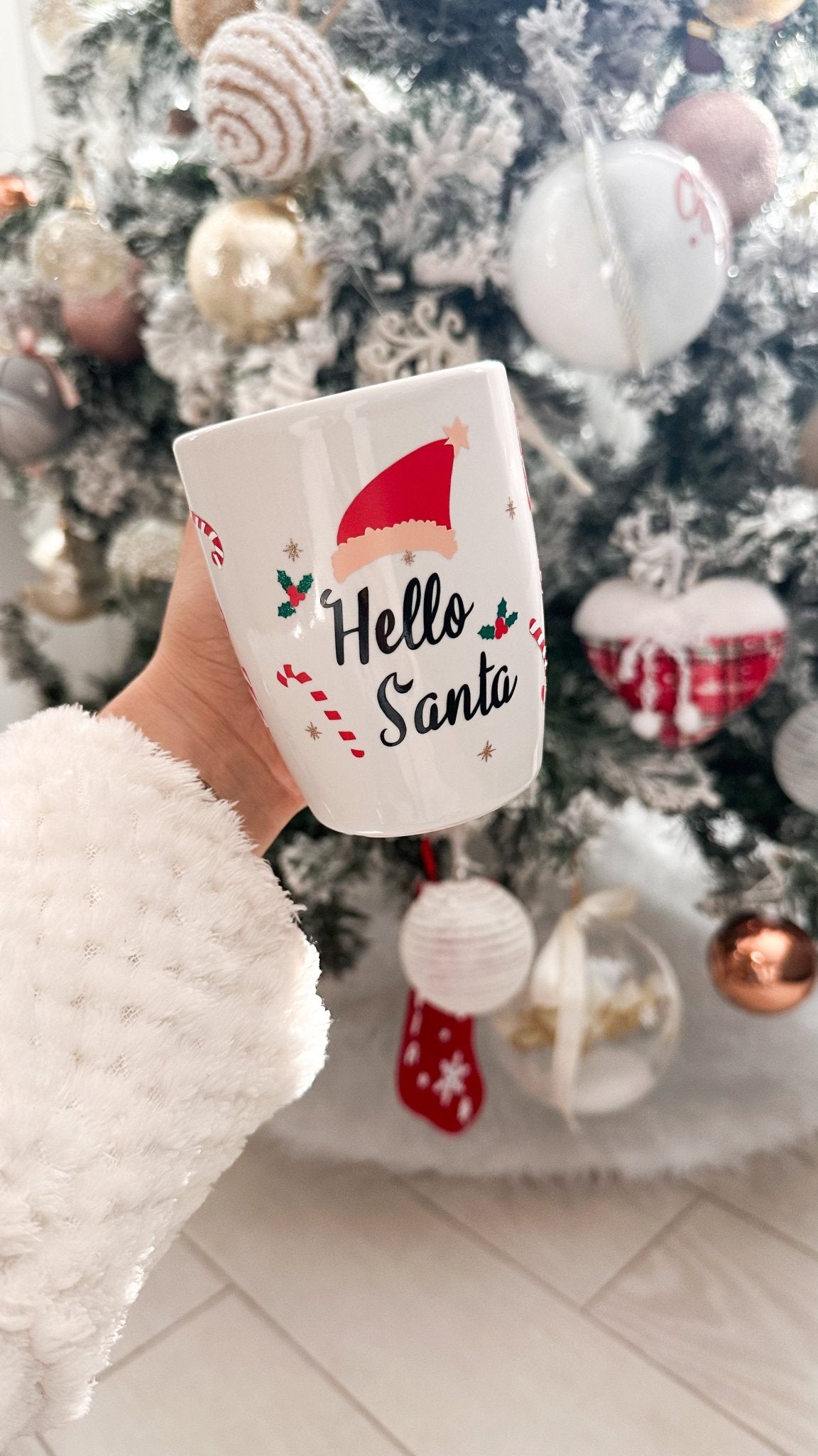 Tazza tonda Hello Santa - Ourlifeshop